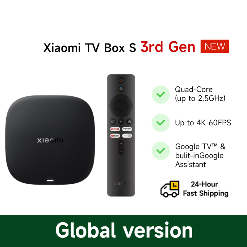  Global Version Xiaomi TV Box S 3rd Gen 4K Ultra HD 2G 32G WiFi BT5.2 Google TV Cast Netflix Mi TV Box Smart TV Box Media Player 
