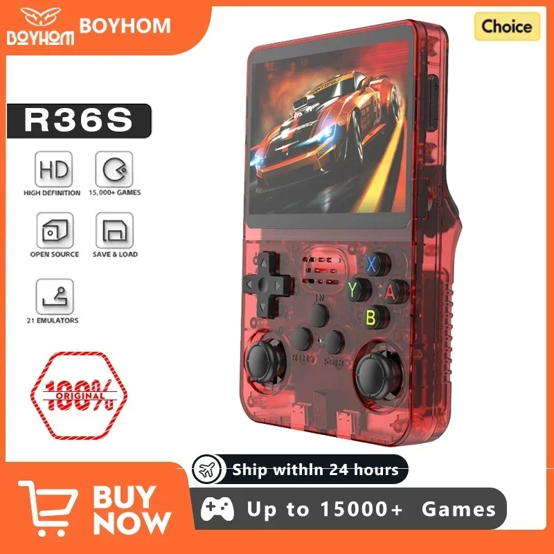 

BOYHOM NEW R36S Retro Video Game Console Linux System 3.5 Inch IPS Screen Portable Pocket Player 64GB 128G Games best Kids gifts