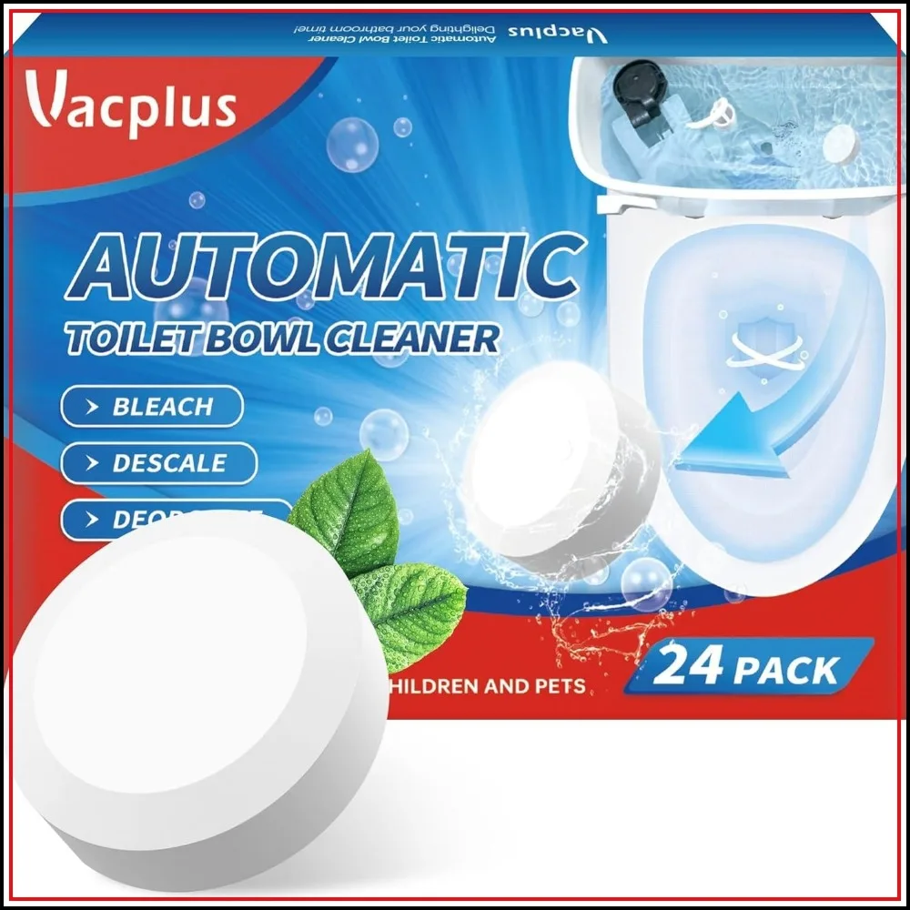 24 Pack Toilet Bowl Cleaners with Bleach, Sustained-Release Tablets, Deodorizing & Descaling, 1.76 oz Each