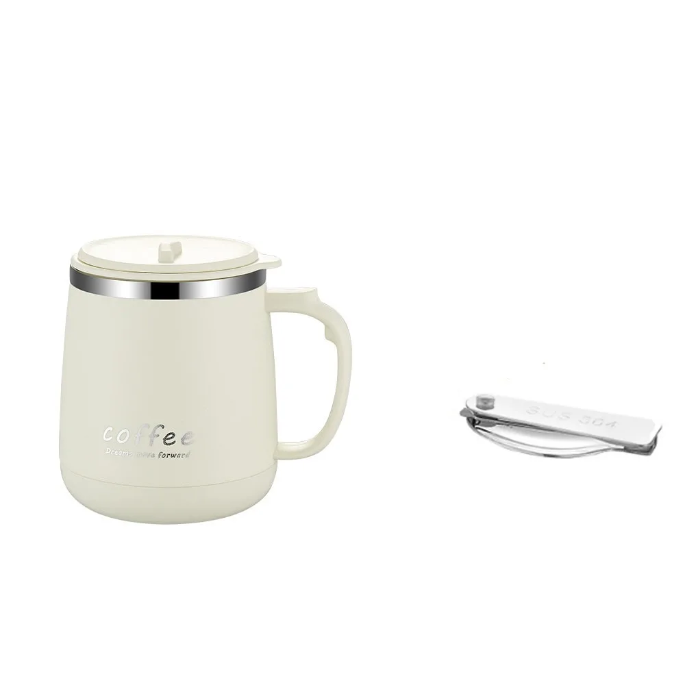 

Double-layer Stainless Steel Coffee Mug Large Capacity Leak-Proof Insulated Drinking Cup with Cover and Handle Anti Scalding