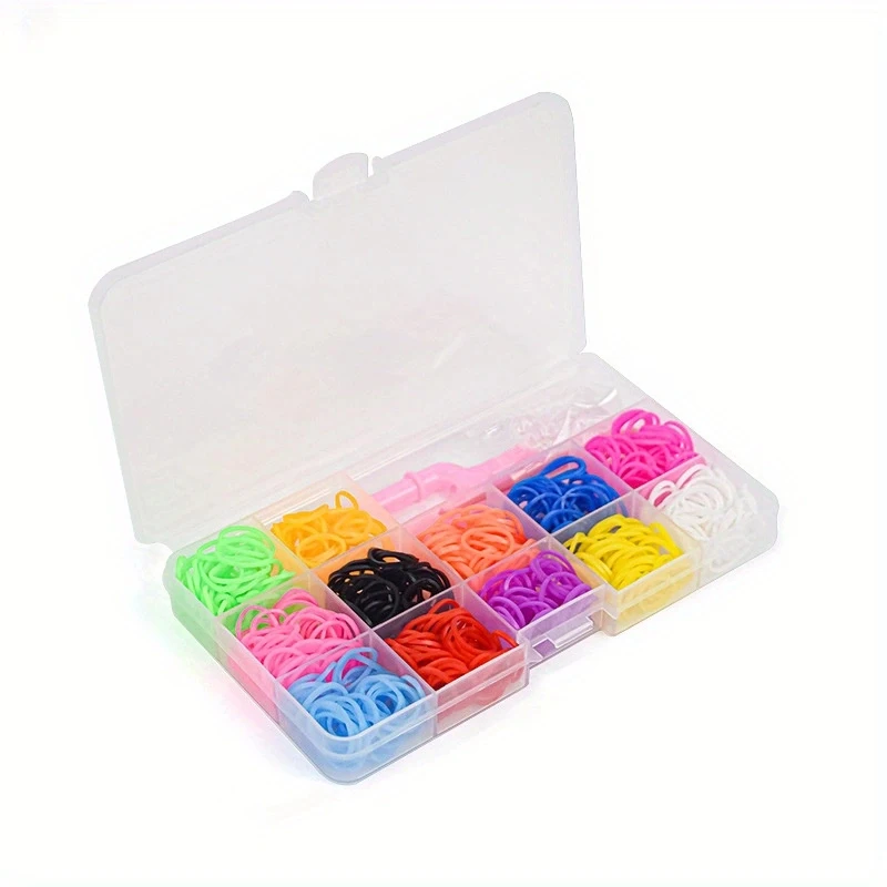 1 caja de Kit de pulsera de banda de telar de goma, juego de cuentas para pulsera elástica de amistad DIY, joyería para hacer creación, accesorio de tejido