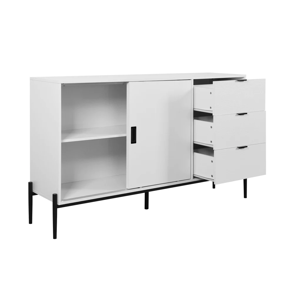 Glas-Schiebetür, 3 Schubladen, modernes Sideboard, Küche, Buffetschrank für Flure, Eingänge, Küche, Arbeitszimmer – Detail 10