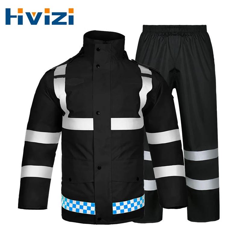 2 PCS Safety Reflective Motorcycle Raincoat Suit Lightweight Breathable Waterproof Rain Jacket + Pants Suit