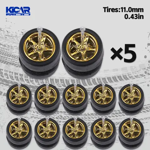 1/64 5 Sets Detachable Rubber Slick Tires for Tomica Diecast Model Cars - DIY Refitting Replacement Parts