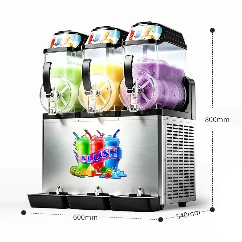 Commercial Electric 3-Tanks Stainless Steel Slush Machine Automatic Frozen Drinks Slushy Machine for Hotels