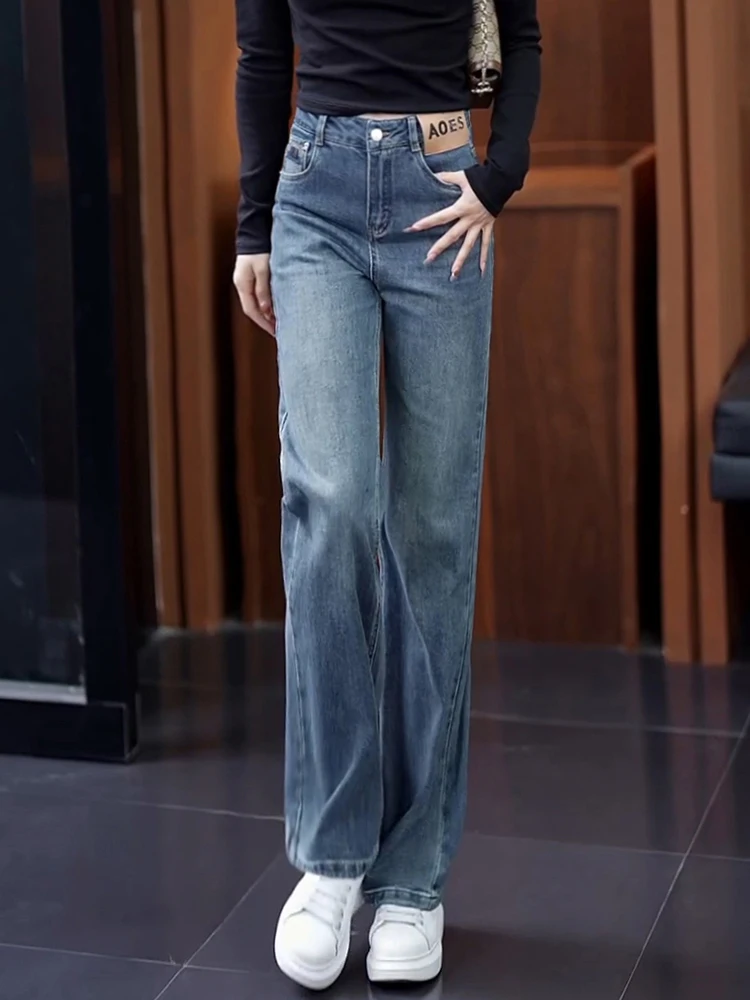 

Джинсы женские с высокой талией, прямые, широкие, повседневные, удлиненные, утягивающие, весна-осень, новый стиль