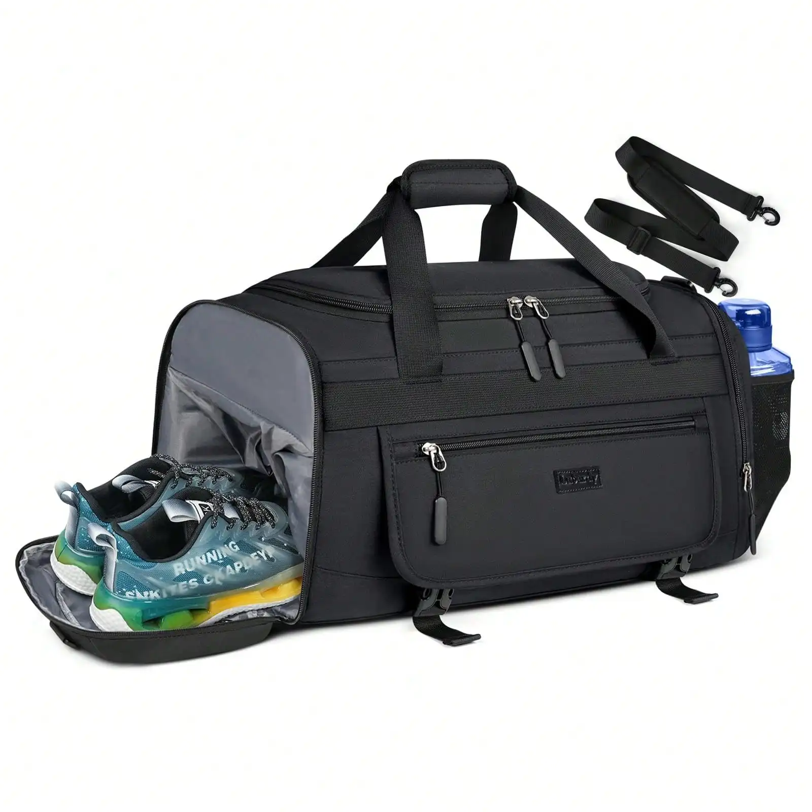 55L Sports Duffel Gym Bag for Men Women, Water Resistant Travel Weekender Overnight Duffle Bag with Shoe Compartment & Wet Pocket, Lightweight Carry On Bag for Gym Workout, Camping, Vacation, Outdoor Sports, Ideal Holiday Birthday Gift