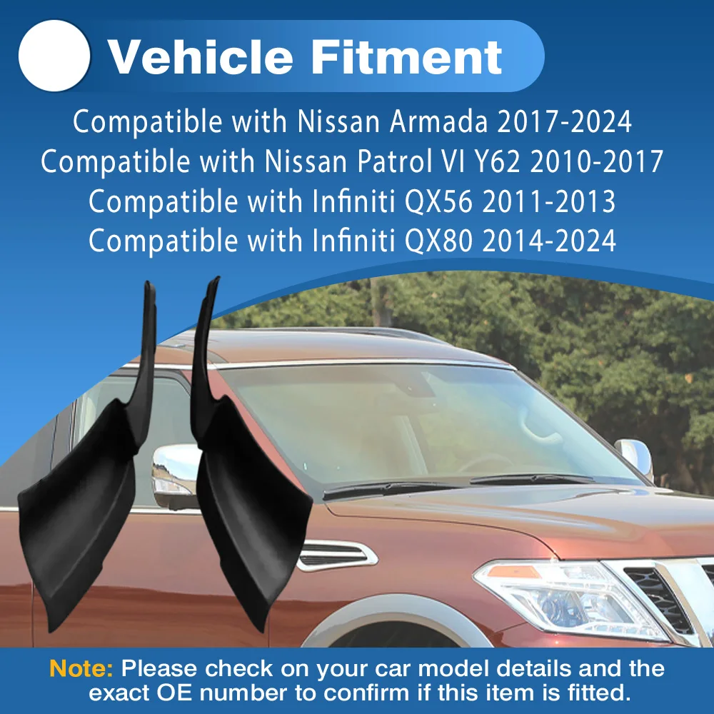 

Пара передних жалюзи, внешняя накладка-удлинитель для Nissan Armada Patrol VI Y62 Infiniti QX56 QX80 2011-2024 66895-1ZR0A