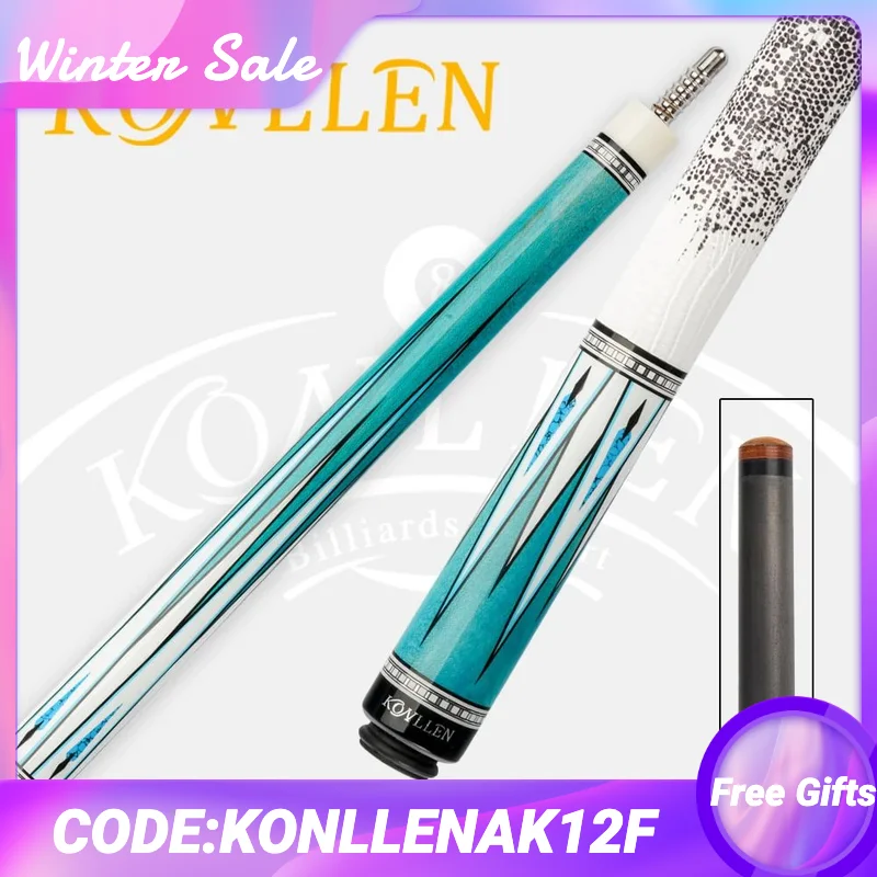 KONLLEN KL-05F Carbon Fiber Pool Cue Stick with Technology Shaft Carbon Tubes Butt  Leather Grip 3/8*8 Pin for Billiard Cue Kit