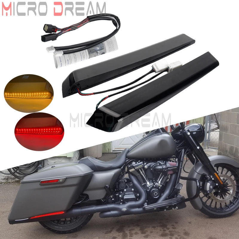 

For Harley Touring Motorcycle Extended Bag LED Lights Saddlebag Red Brake Turn Signal Run Light Lamp Electra Street Glide 14-up