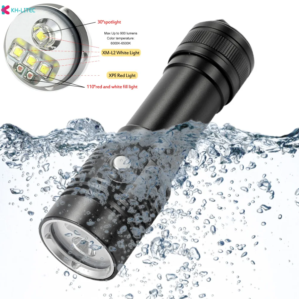 Ultra Bright 80M Waterproof Underwater LED High Power Flash Light For Professional diving flashlight Fill Lamp Diving Video Ligh