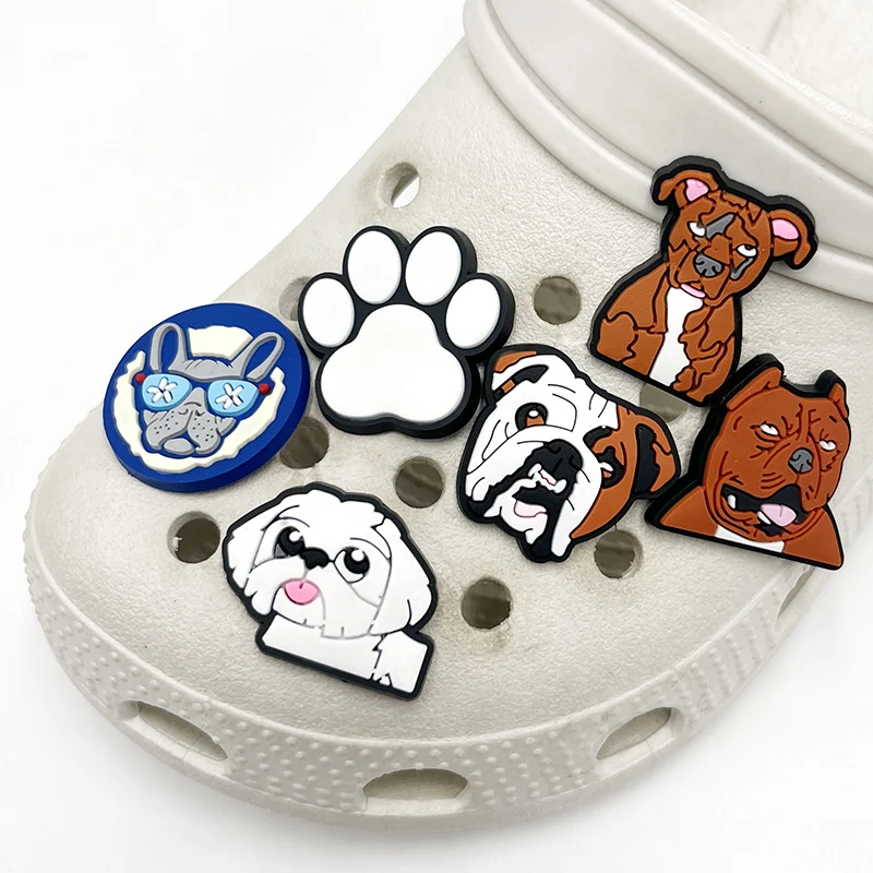 Novelty Design Cartoon Dog PVC Shoe Charms Accessories Funny DIY Shoes Upper Pins Decoration Sandals Buckle Kid X-mas Party Gift