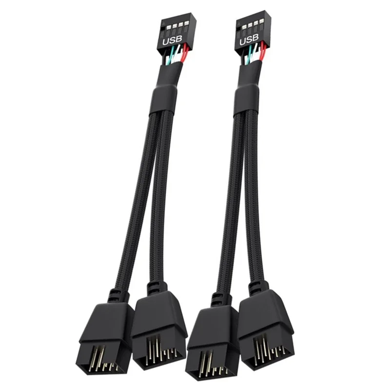 2 шт. материнская плата компьютера USB 2.0 9-контактный двойной 9-контактный удлинительный кабель Y-разветвитель аудио HD удлинительный кабель
