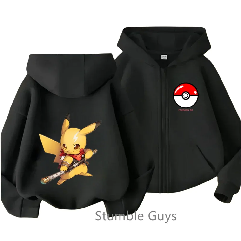 Fashion Pokemoned Zipper Hoodies Kids Boys Clothes Girls Japan Anime Sonic Long Sleeves Sweatshirt Cartoon Marios Clothing