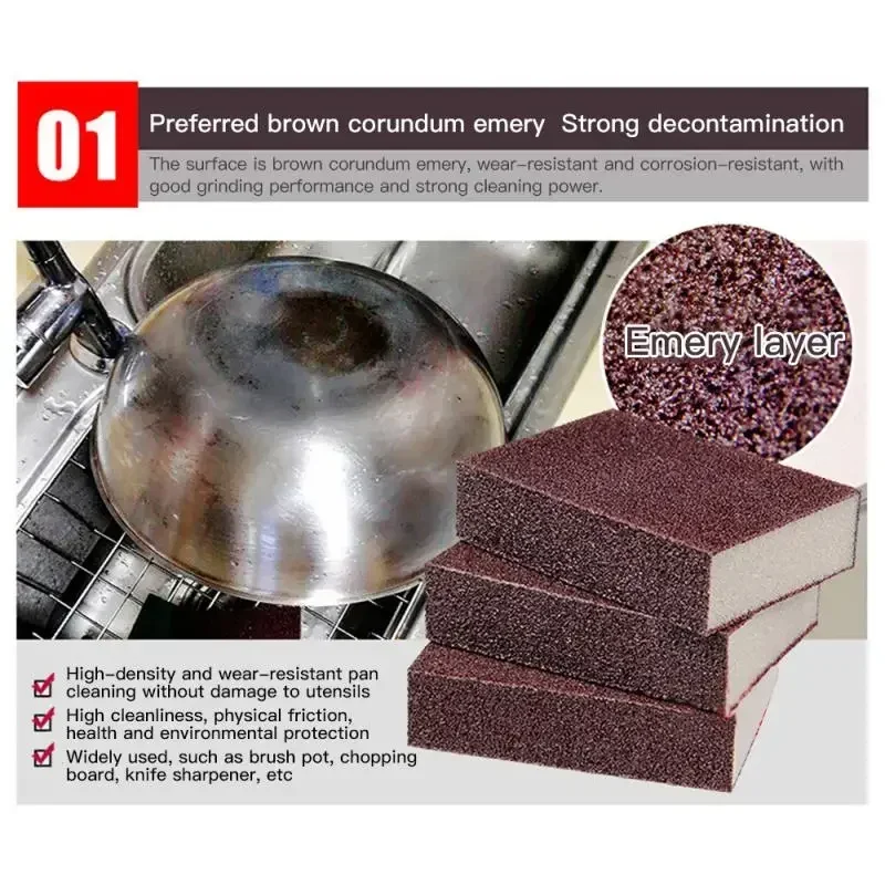 Emery Sponge Cleaning Sponge Effective Pan Pots Scrubber Carborundum Cleaner for Kitchen Cleaning Tools