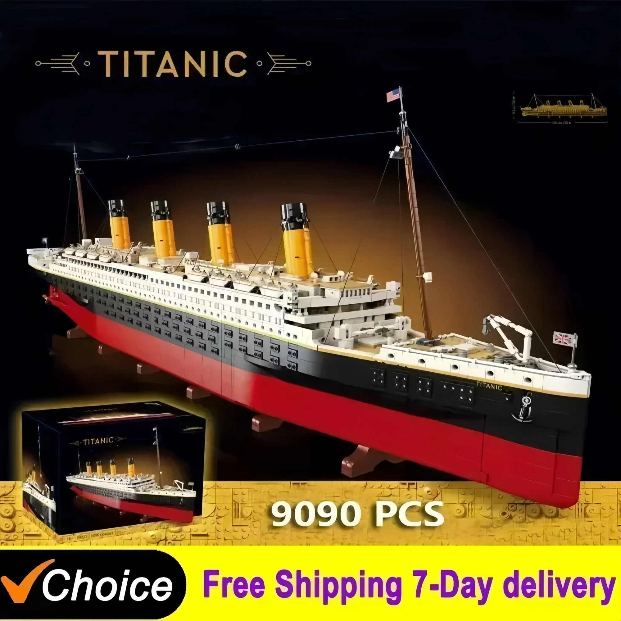 Grand bateau de croisière Titanic, 9090 pièces, Compatible Titanani, grand bateau à vapeur pour enfants et adultes, cadeaux de noël, en Stock, 10294
