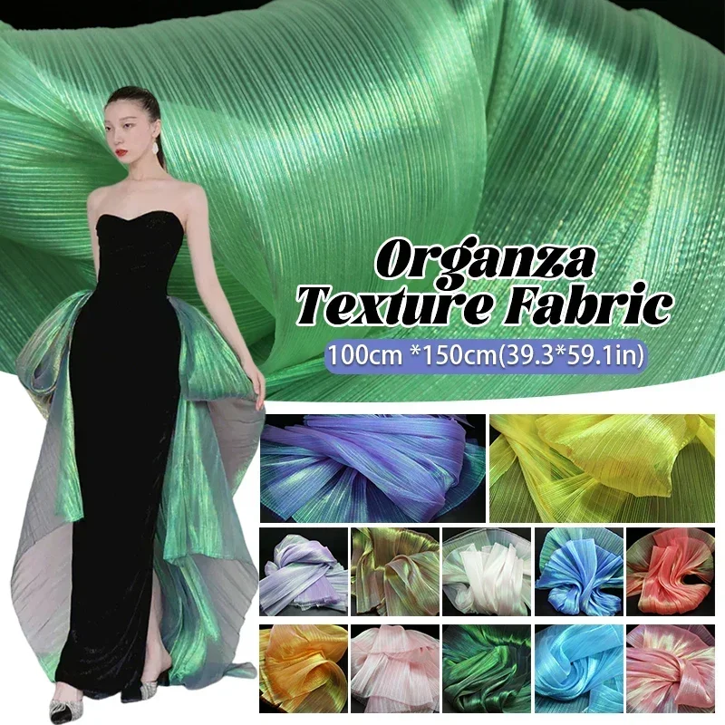 Organza Mermaid Pleated Fabric Ruffled Tull Wedding Photography Background Stage Decoration for Costume Party Dress Sewing Craft