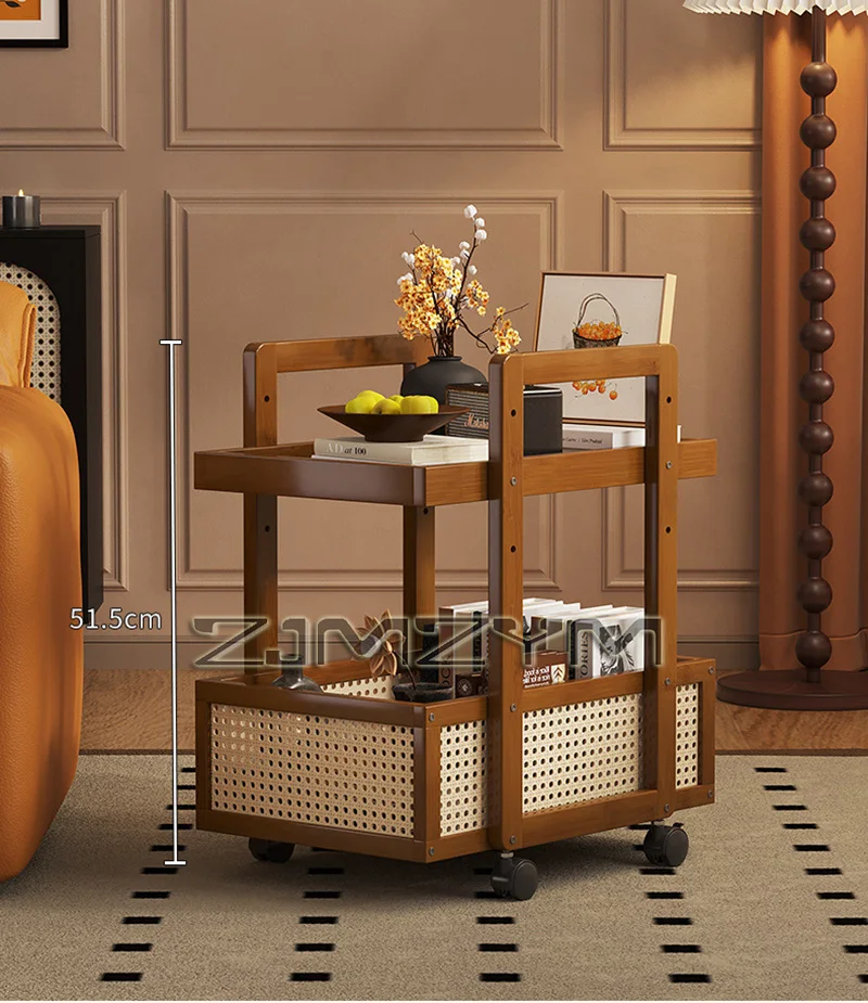 Multifunctional Rolling Utility Cart Trolley Rack - Mobile Coffee Table Sofa Side Cabinet Living Room Bedroom Storage Shelf