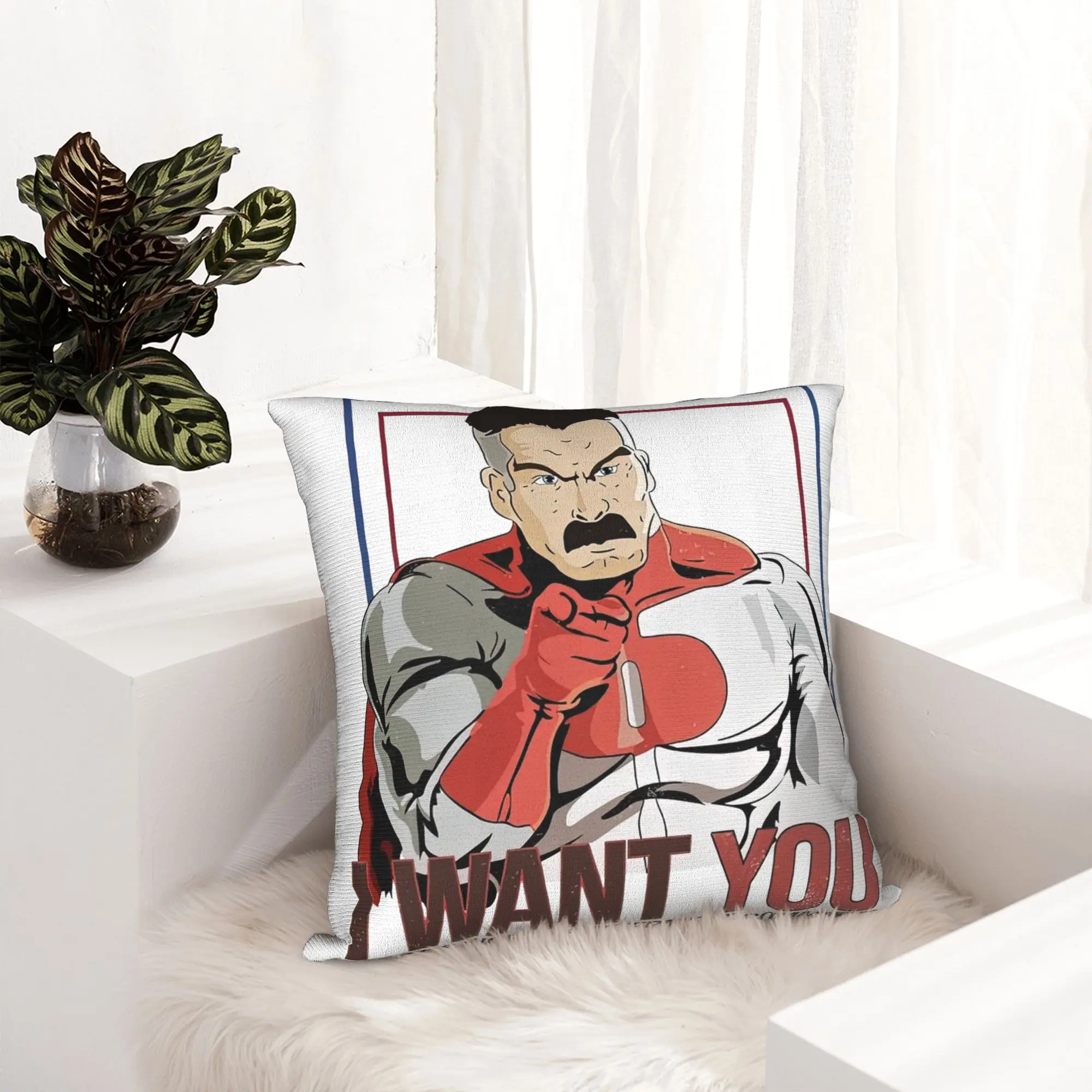Omni Man Wants You Invincible Pillowcase Printed Fabric Cushion Cover Decor Comic Pillow Case Cover Home Square 40X40cm