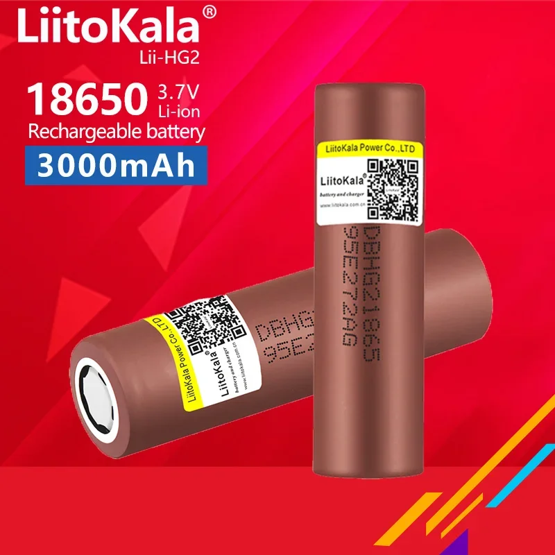 

1-40pcs LiitoKala 3.7v 18650 HG2 3000mAh Lithium Rechargeable Batteries Continuous Discharge 30A For Drone Power Tools