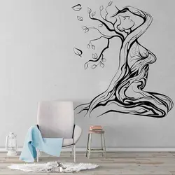 Abstract Beautiful Girl Vinyl Decals Woman Tree Family Living Room Bedroom Art Wall Decoration Decals Door Refrigerator Stickers