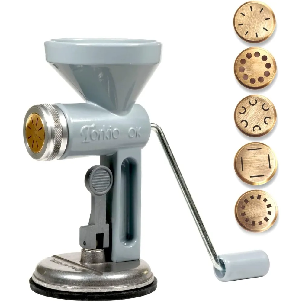 

Pasta Press with Suction Cup and 5 Brass Cutters, Passatelli Tool or Machine for Fresh Pasta Manual and Professional