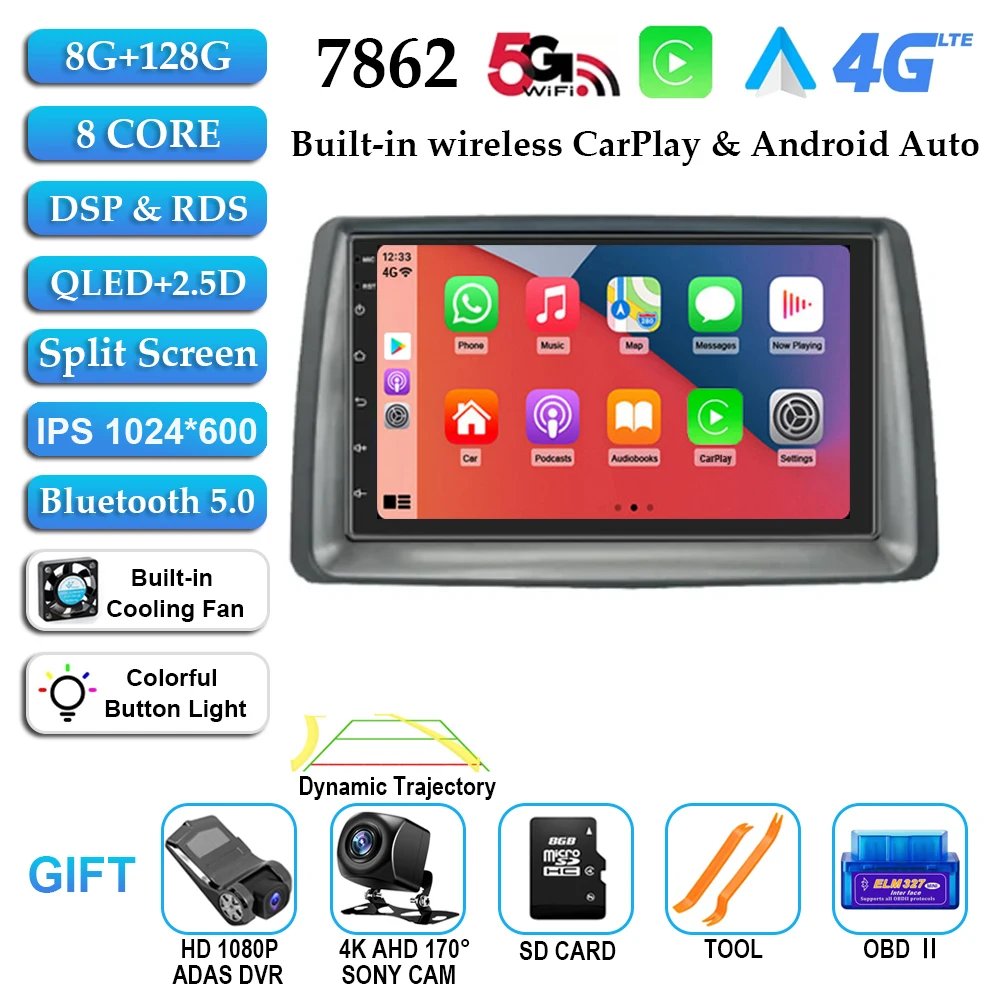 7 "Autoradio Android 14 Voor FIAT Panda 2003 2004 2005 2006 2007 -2012 Stereo Multimedia Speler navigatie Autoradio Carplay Auto