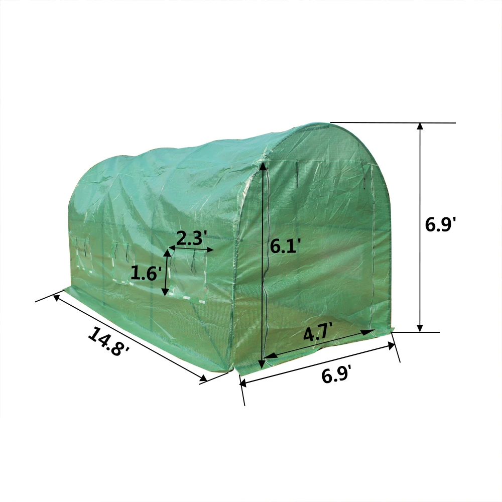 15'x7'x7' Heavy Duty Greenhouse Plant Gardening Dome Greenhouse Tent Protective Cover Flower Plant Grow Tent Waterproof