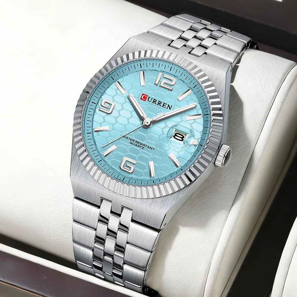 CURREN 8498 Men's Quartz Watches Waterproof Luminous Luxury Wristwatch for Men  Stainless Steel Strap Date Simple Business Clock