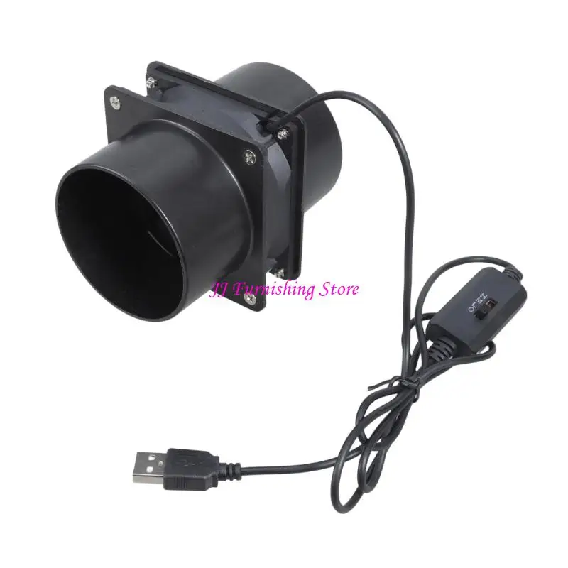 A9LB 3 속도 USB 5V 75mm 인라인 덕트 배기 팬 프린터 인클로저 온실 애완 동물 집 용 이중 환기 파이프가있는 배기 팬