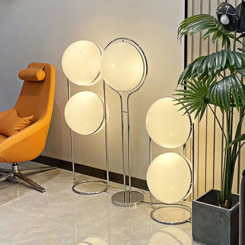 

New Style LED Floor Lamp Chrome Metal Living Room Hotel Room Floor Lights White Acrylic Ball Home Art Deco Dropshipping