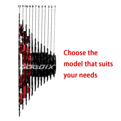 Imagen 2 del producto Cassette de bicicleta SUNSHINE, rueda libre negra para bicicleta de montaña, volante HG de 8/9/10/11/12 velocidades para especificación de estructura SHIMANO HG