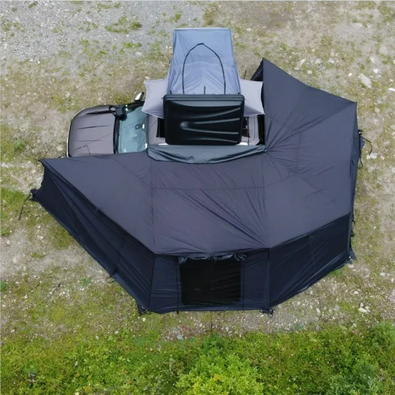 270 Degree Car Awning with Wall LED Light,2.5 M Aluminum Alloy Frame,360 Car Awning Side Wall,600D Waterproof for SUV Camping