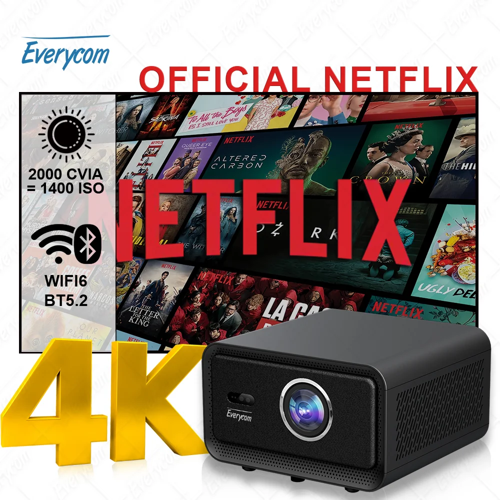 

Netflix 2000CVIA Projecteur 4k Movie Theater Wifi 3d Ready 4k Full hd1080P Native
