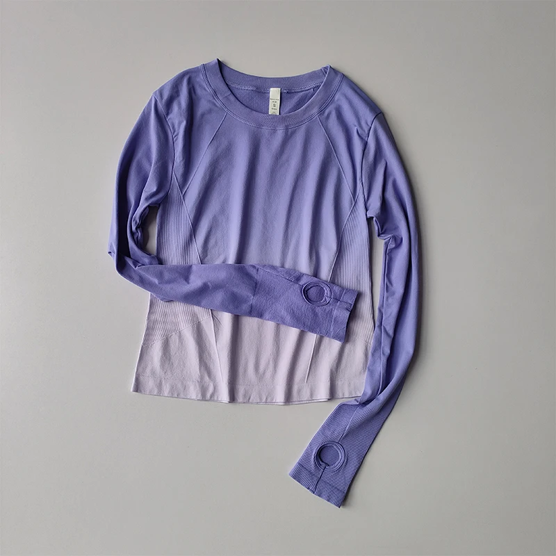 Schlankmachendes Sport-T-Shirt, Fitnessanzug für Damen, eng anliegendes, schnelltrocknendes Oberteil, Yoga-Anzug, Trainingskleidung, schmal geschnitten, lange Ärmel – Detail 3