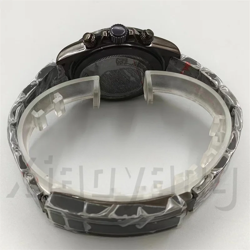 39mm Full Black VK63 Watch Case Stainless Steel Sapphire Crystal For VK63 VK64 Quarzt Movement Men\'s Watches Parts 20mm Bracelet