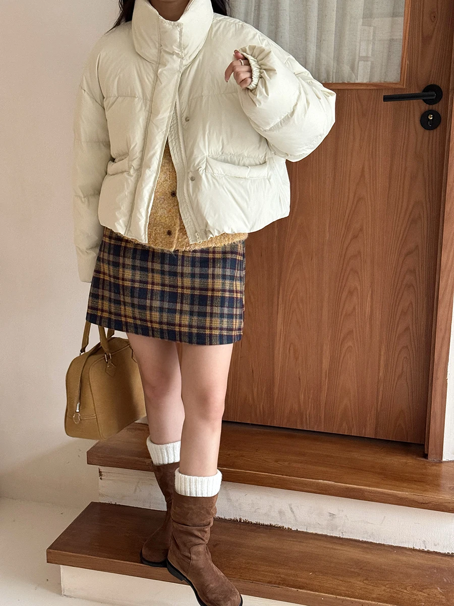 

Uniko Sli Versatile Stand Collar ort Du down Puffer Jaet Women's Korean Loose Bread Sle Coat Thiened Winter Out...