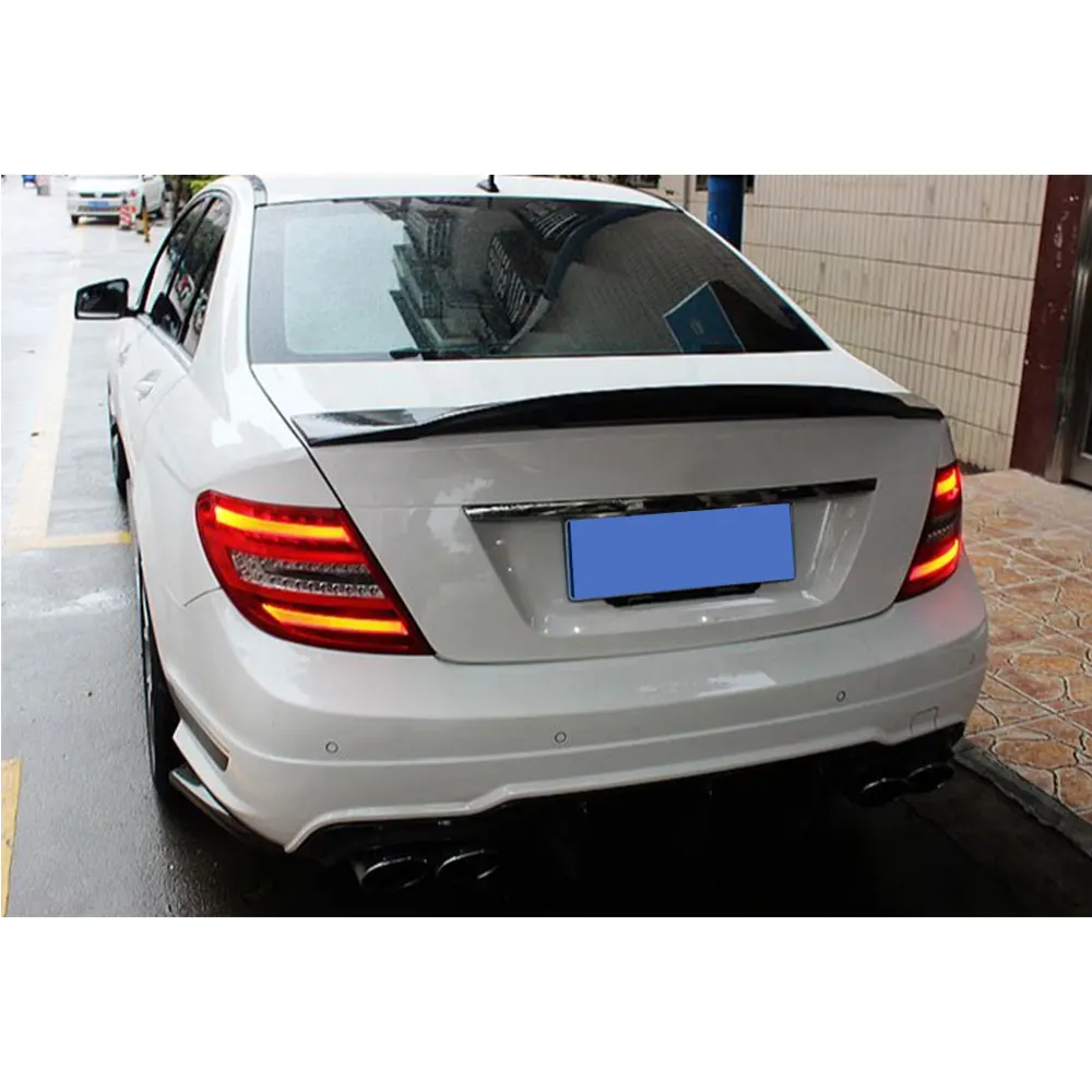 For Mercedes Benz C Class W204 C300 C63 AMG Sedan 2007-2014 Carbon Fiber Rear Boot Spoiler Trunk Wings