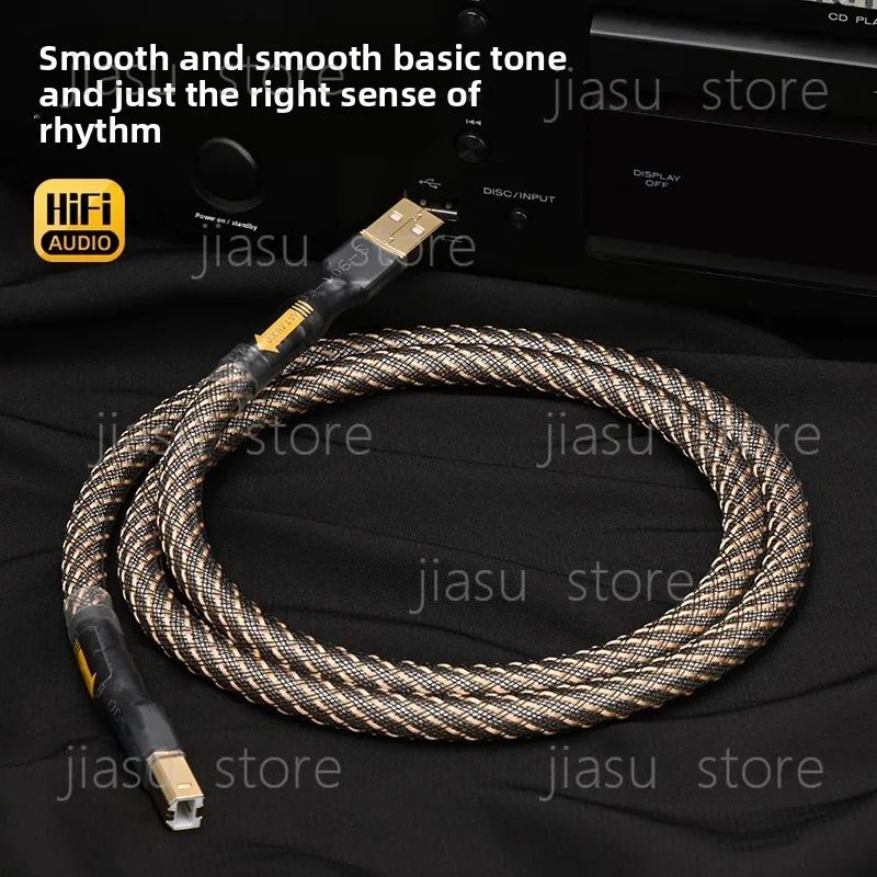 Silver‑Plated Hi‑Fi USB Cable, Type‑C A‑B Audio Cord for DAC Decoder Sound Card Mixer