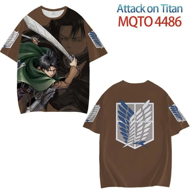 2026 Summer New ATTACK ON TITAN 3D Cartoon Anime Print Short Sleeve Men's Round Neck Two-Dimensional