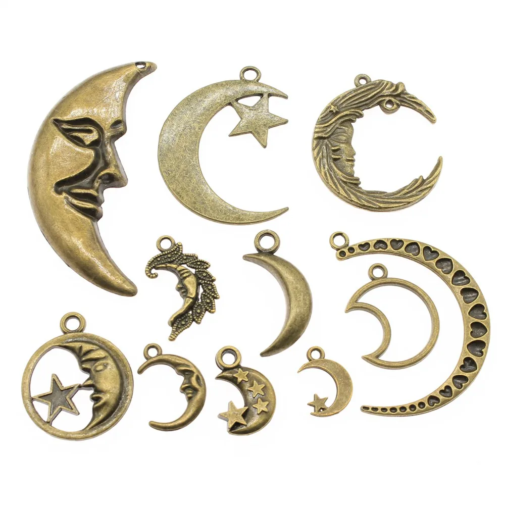 40gram Antique Bronze Color Zinc Alloy Mix Styles Sun Moon Star Charms Pendant Jewelry Accessories