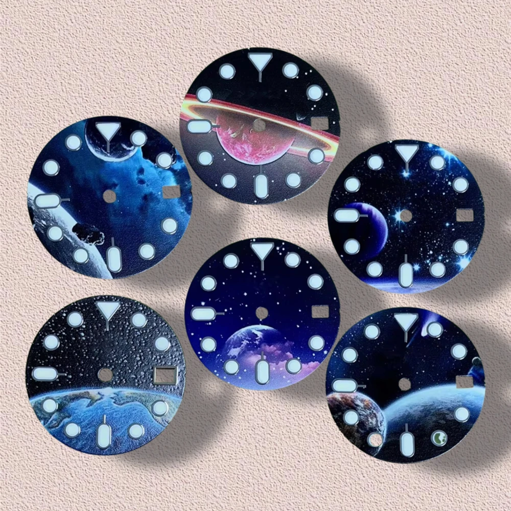 

28.5mm S5 Logo Starlit Dial Fit NH35/NH36/4R/7S Japanese Movement C3 Green Luminous High-Quality Watch Modification Accessories