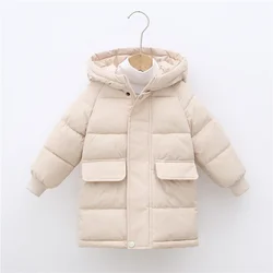 Kids Down Long Outerwear Autumn Winter Clothes Boys Girls Cotton-Padded Parka Jackets Big Children Thick Warm Cotton Coats 2-12Y