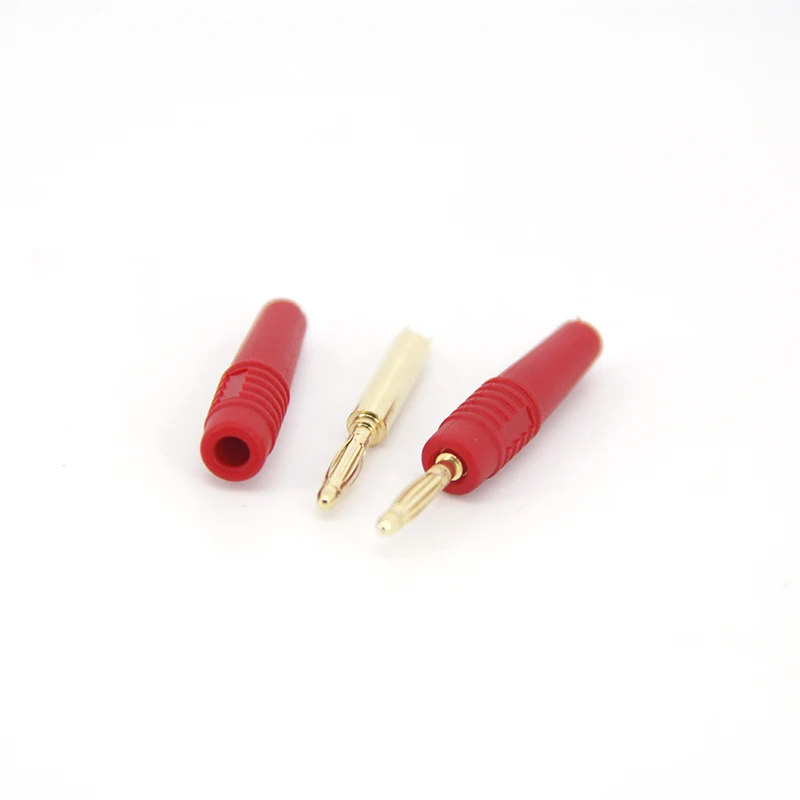 Conectores Banana Gold Plate, mini enchufe Banana, color rojo y negro, 2MM, A7