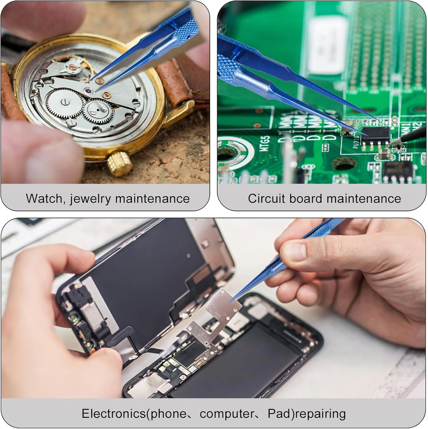 Präzisionspinzette aus Keramik und Titan, professionelle Reparatur, Fingerabdruck, Fliegenschnur, Telefon, Motherboard, antimagnetische Elektronikzange – Detail 2