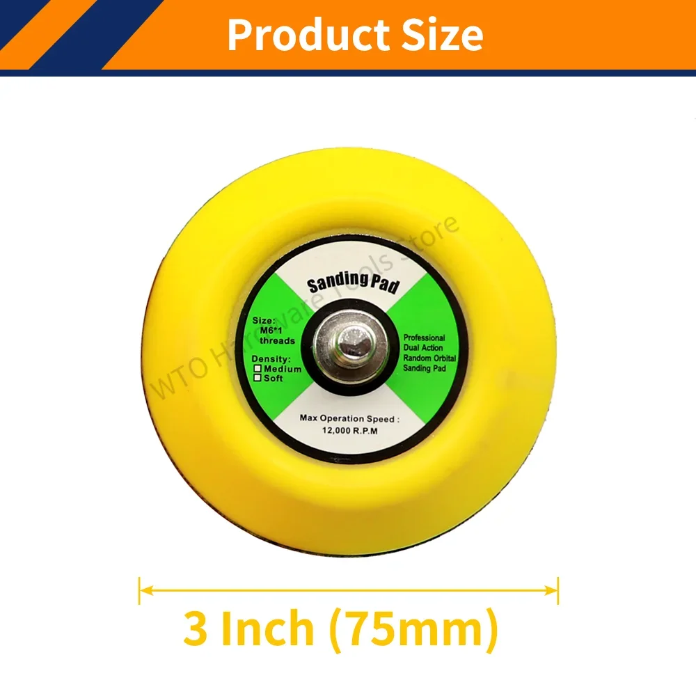 1PC 3 Inch M6 Thread Sander Backing Pad For Air Polisher Hook & Loop Back Plate Sanding Disc Abrasive Grinding Tool For Grinding