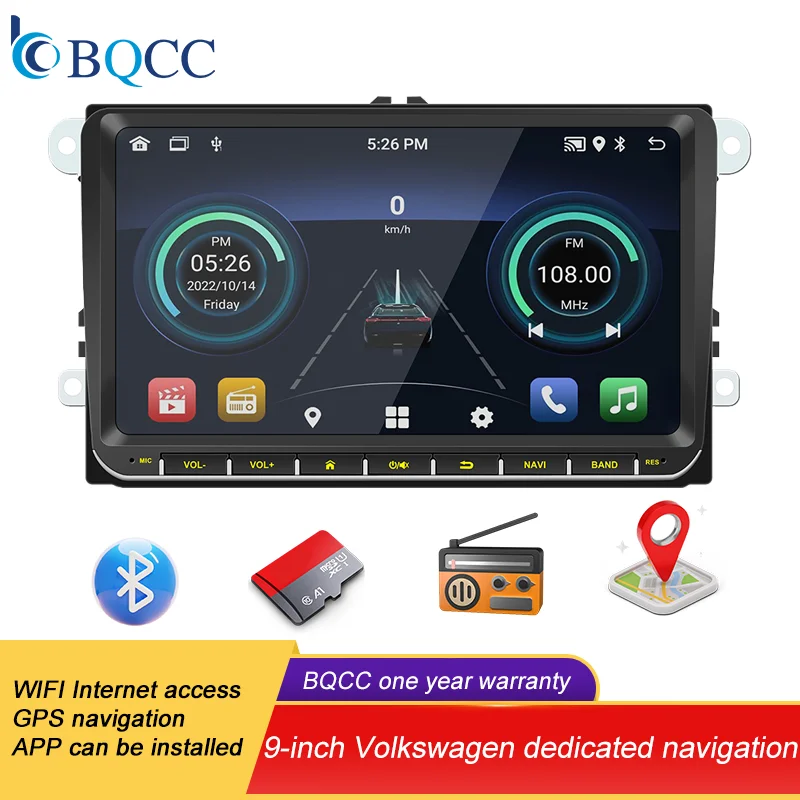 

BQCC Android 9 inch for Volkswagen Universal Car Radio Multimedia Player GPS WIFI RDS CarPlay Car Navigation Audio Bluetooth