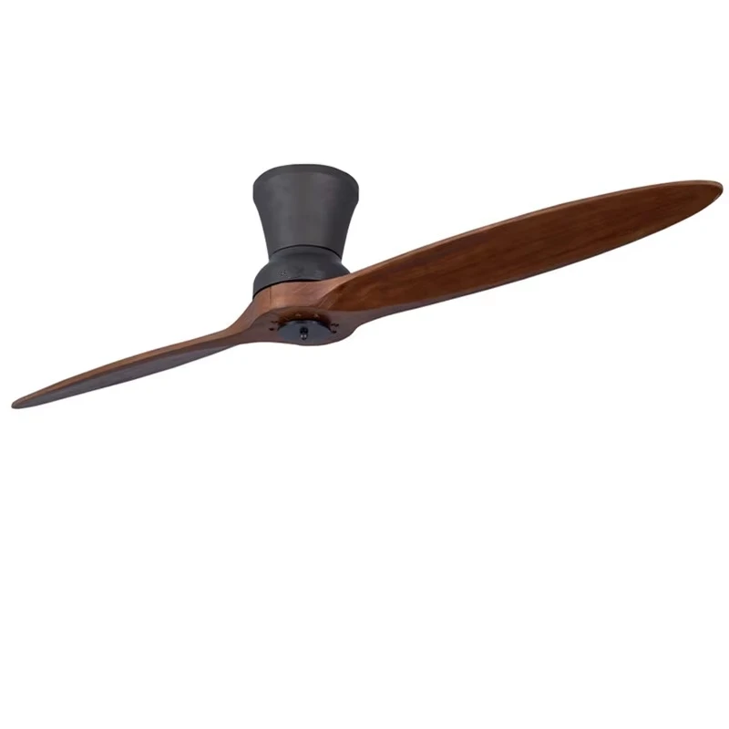 Two Wood Blade Nordic Simple DC Fan Lamp Restaurant Solid Wood Ceiling Fan Lamp Living Room American Rural Ventilator