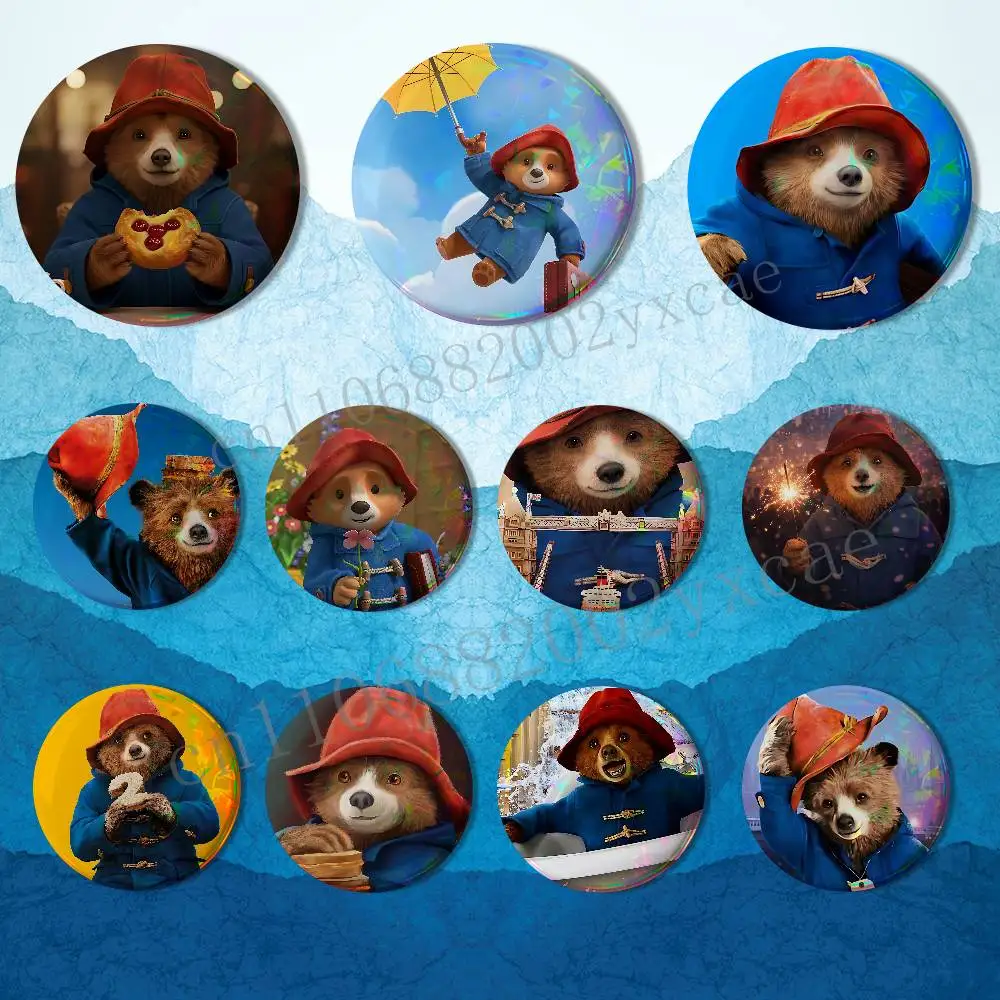 

blue Peru movie Paddington Badge on Backpack Clothes decoration Tinplate Round Brooch Funny Custom Gifts for Friend
