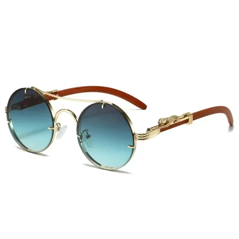 

Vintage Punk Round Sunglasses Men Fashion Double Bridge Multicolor Shades Women Retro Trendy Luxury Design Glasses